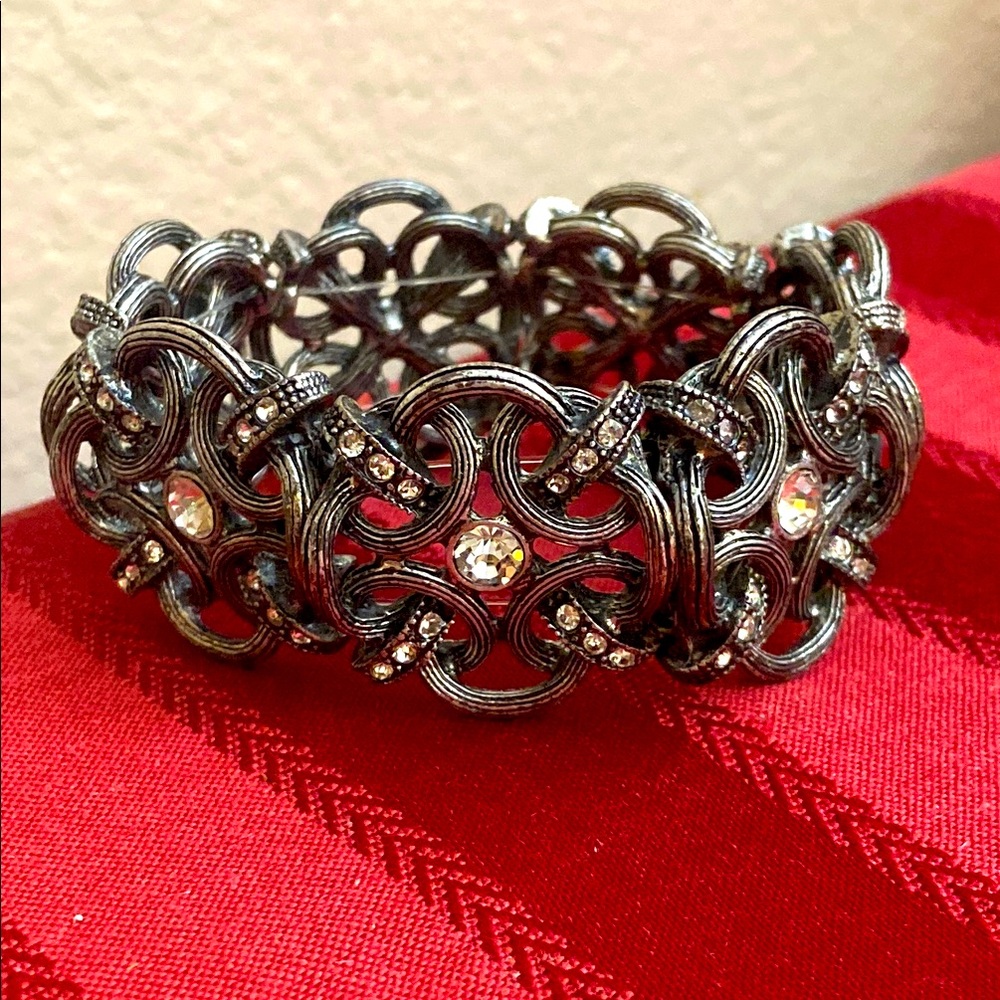 VINTAGE 90s PREMIER DESIGNS THICK ORNATE STRETCH BRACELET